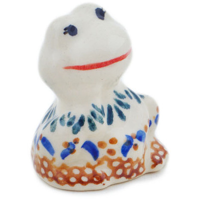 Polish Pottery Frog Figurine 2&quot; Blue Cress