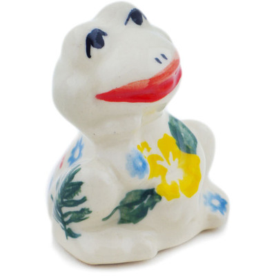 Polish Pottery Frog Figurine 2&quot; Tropical Florals