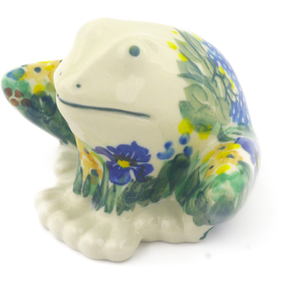 Polish Pottery Frog Figurine 4&quot; Spring Garden UNIKAT