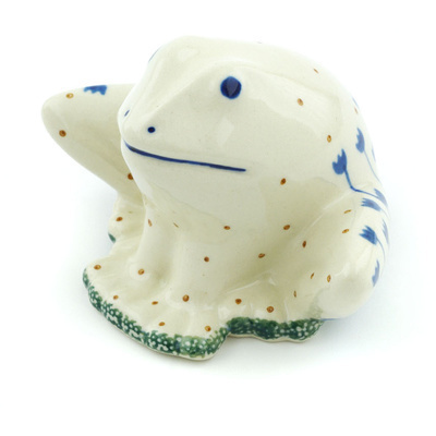 Polish Pottery Frog Figurine 4&quot; Water Tulip