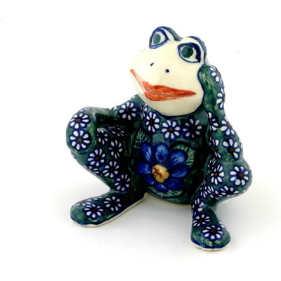 Polish Pottery Frog Figurine 5&quot; UNIKAT