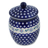 Polish Pottery Garlic and Onion Jar 9&quot; Peacock Forget-me-not