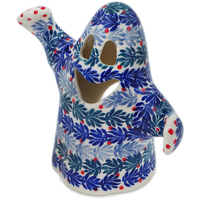 Polish Pottery Ghost Candle Holder Currant Wreath UNIKAT