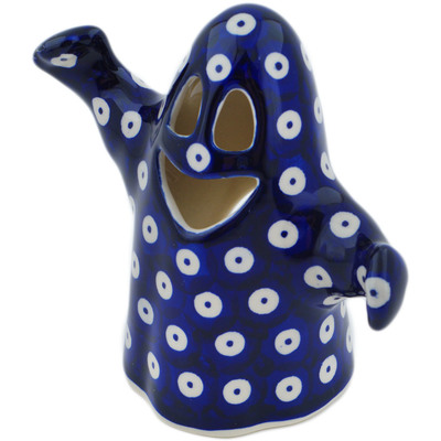 Polish Pottery Ghost Candle Holder Peacock Eyes
