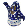 Polish Pottery Ghost Candle Holder Peacock Forget-me-not