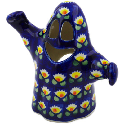 Polish Pottery Ghost Candle Holder Waterlily