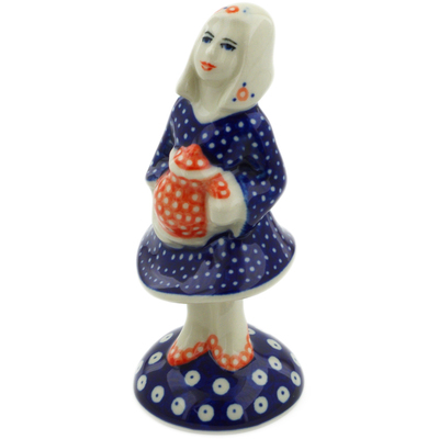 Polish Pottery Girl Figurine 6&quot; Small Dots UNIKAT