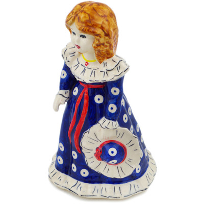 Polish Pottery Girl Figurine 8&quot; Blue Eyes