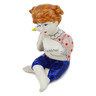 Polish Pottery Girl Figurine 9&quot; Blue Eye Sweetness