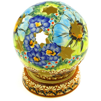 Polish Pottery Globe Shaped Candle Holder 5&quot; Sweet Emotions UNIKAT