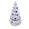 Polish Pottery Gnome Figurine 3&quot; Blue Valentine Hearts