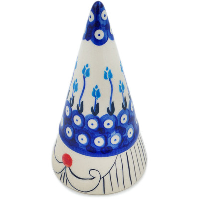 Polish Pottery Gnome Figurine 3&quot; Peacock Tulip Garden