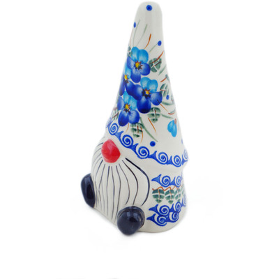 Polish Pottery Gnome Figurine 7&quot; Blue Pansy