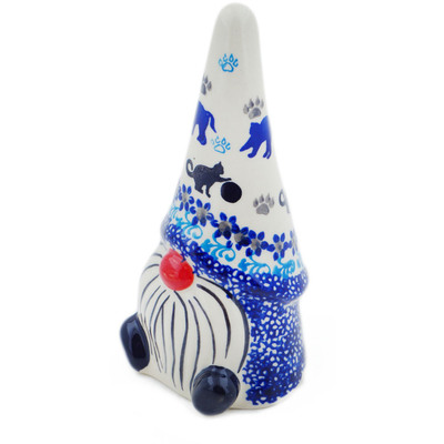 Polish Pottery Gnome Figurine 7&quot; Kitty Paw Play Time