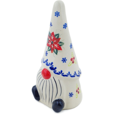 Polish Pottery Gnome Figurine 7&quot; Poinsettia Charm