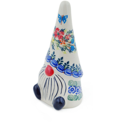 Polish Pottery Gnome Figurine 7&quot; Ring Of Flowers UNIKAT