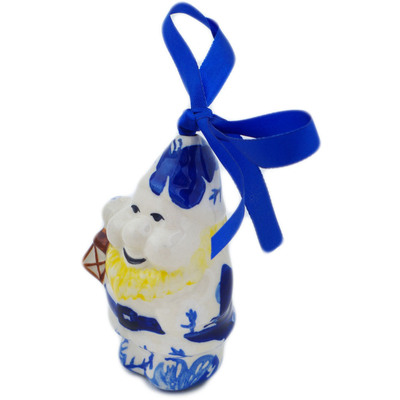 Polish Pottery Gnome Ornament 4&quot; Cobalt Butterflies UNIKAT