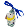 Polish Pottery Gnome Ornament 4&quot; Lucky Blue Clover