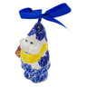 Polish Pottery Gnome Ornament 4&quot; Retro Blue Tulips