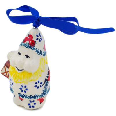 Polish Pottery Gnome Ornament 4&quot; Winter Bullfinch
