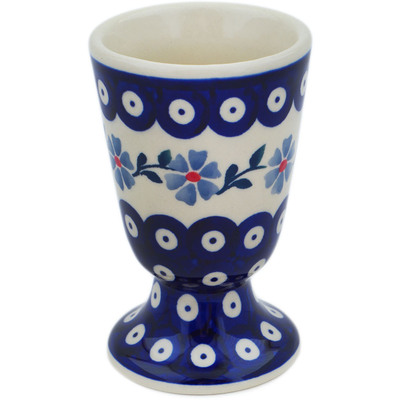 Polish Pottery Goblet 6 oz Peacock Forget-me-not