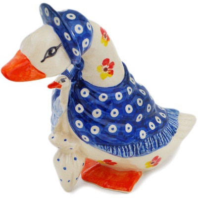 Polish Pottery Goose Figurine 8&quot; Blue Eye Passion UNIKAT