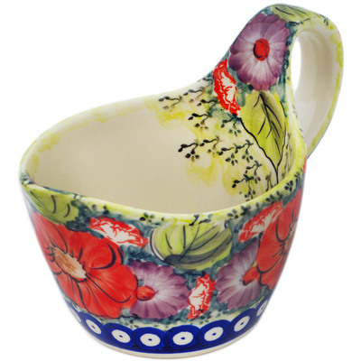 Polish Pottery Gravy Boat 16 oz Blue Eyes Bouquet UNIKAT