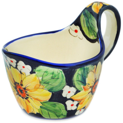 Polish Pottery Gravy Boat 16 oz Finest Sunflower UNIKAT