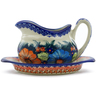 Polish Pottery Gravy Boat with Saucer Butterfly Splendor