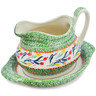 Polish Pottery Gravy Boat with Saucer Tulip Ring