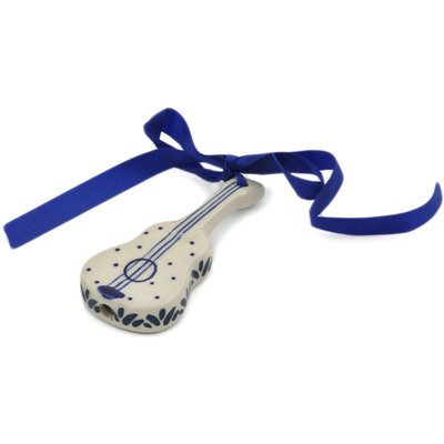 Polish Pottery Guitar Ornament 4&quot; Mariposa Lily