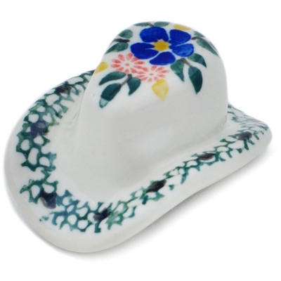 Polish Pottery Hat Figurine 3&quot; Blissful Blossoms