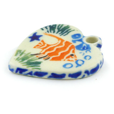Polish Pottery Heart Pendant 1&quot; Angel Fish