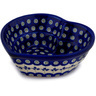 Polish Pottery Heart Shaped Bowl 6&quot; Flowering Peacock