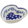 Polish Pottery Heart Shaped Bowl 6&quot; Peacock Forget-me-not