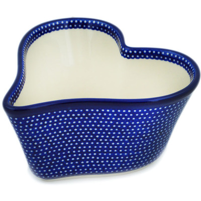 Polish Pottery Heart Shaped Bowl 6&quot; Starry Night UNIKAT