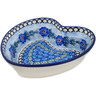 Polish Pottery Heart Shaped Bowl 8&quot; Blue Delight UNIKAT