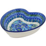 Polish Pottery Heart Shaped Bowl 8&quot; Blue Meadow UNIKAT