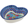 Polish Pottery Heart Shaped Bowl 8&quot; Country Bouquet UNIKAT