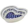 Polish Pottery Heart Shaped Bowl 8&quot; Peacock Forget-me-not