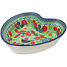 Polish Pottery Heart Shaped Bowl 8&quot; Raven&#039;s Red Berries UNIKAT