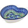 Polish Pottery Heart Shaped Bowl 8&quot; Sapphire Lilies UNIKAT