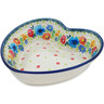 Polish Pottery Heart Shaped Bowl 8&quot; Wreath Of Life UNIKAT