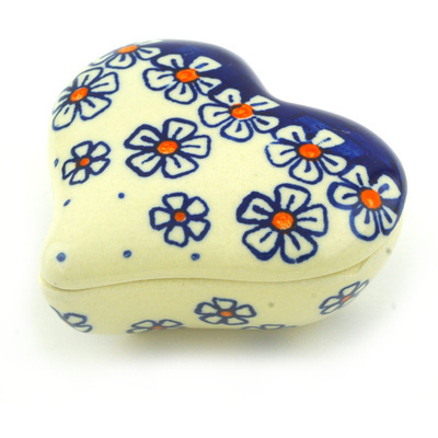 Polish Pottery Heart Shaped Jar 3&quot;