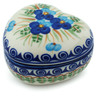 Polish Pottery Heart Shaped Jar 4&quot; Blue Pansy