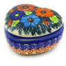 Polish Pottery Heart Shaped Jar 4&quot; Butterfly Splendor