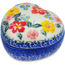 Polish Pottery Heart Shaped Jar 4&quot; Hibiscus Haven