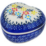 Polish Pottery Heart Shaped Jar 4&quot; Spring Flower Ring