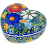 Polish Pottery Heart Shaped Jar 5&quot; Magical Spring UNIKAT