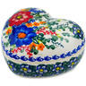 Polish Pottery Heart Shaped Jar 5&quot; Polish Garden UNIKAT